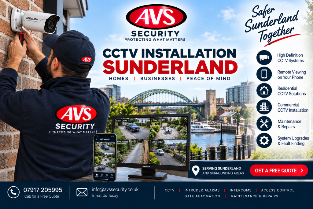 CCTV installation in Sunderland by AVS Security engineer