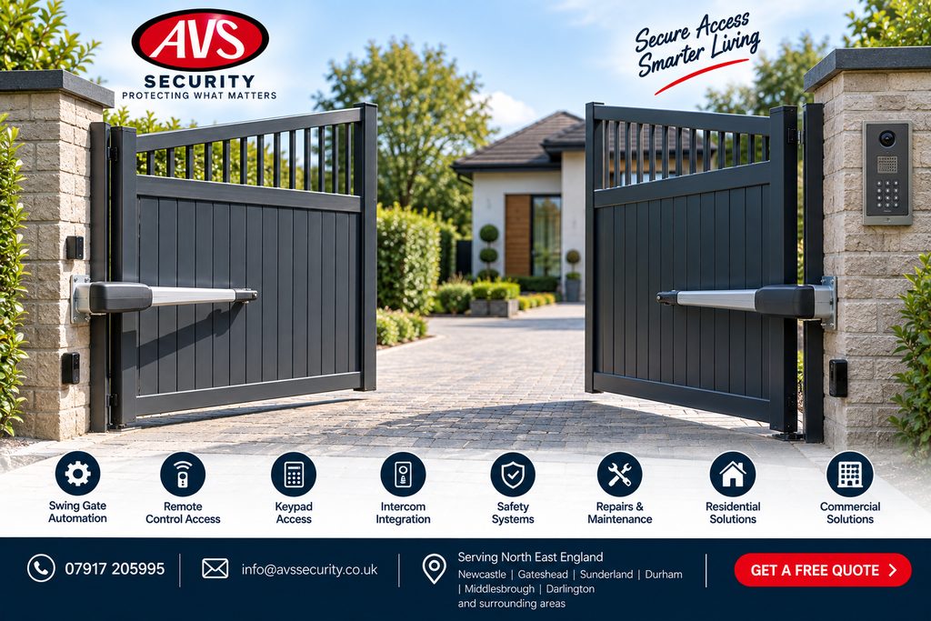 Automated swing gate installation North East by AVS Security