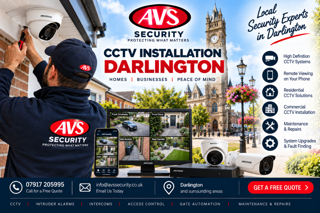 CCTV installation Darlington by AVS Security engineer