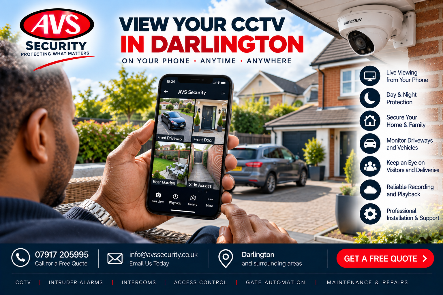 CCTV remote viewing on smartphone for a home in Darlington