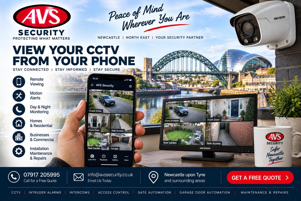 CCTV remote viewing on smartphone for Newcastle home security