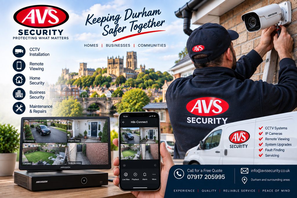 CCTV system with remote viewing installed in Durham by AVS Security