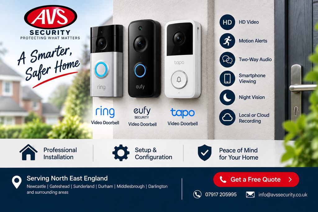Ring eufy and Tapo video doorbells installed in North East England