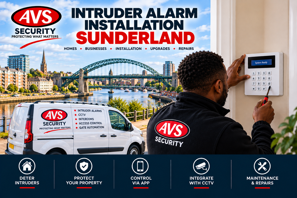 Intruder alarm installation in Sunderland by AVS Security engineer