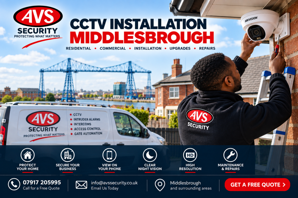 CCTV installation in Middlesbrough by AVS Security engineer