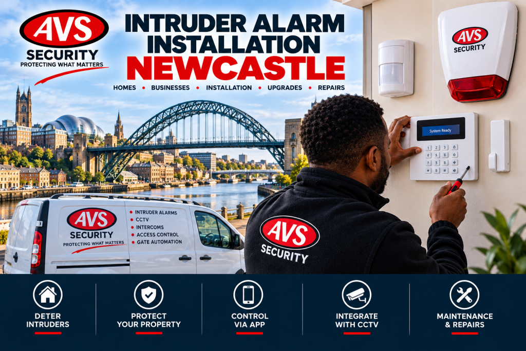 Intruder alarm installation in Newcastle by AVS Security engineer